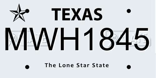 MWH1845 Texas License Plate