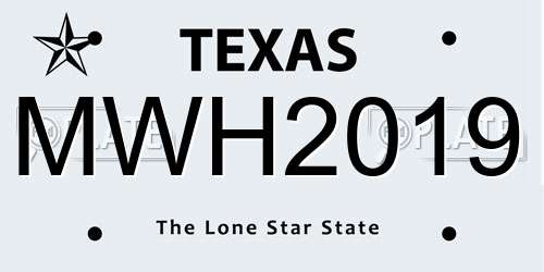 MWH2019 Texas License Plate
