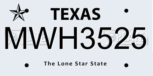 MWH3525 Texas License Plate