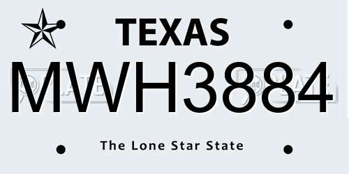 MWH3884 Texas License Plate