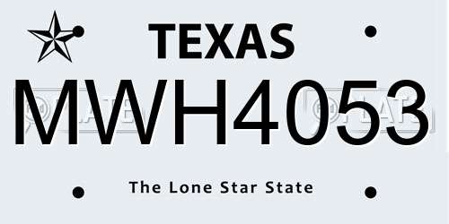 MWH4053 Texas License Plate