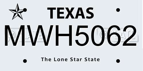 MWH5062 Texas License Plate