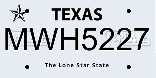 MWH5227 Texas License Plate