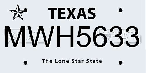 MWH5633 Texas License Plate