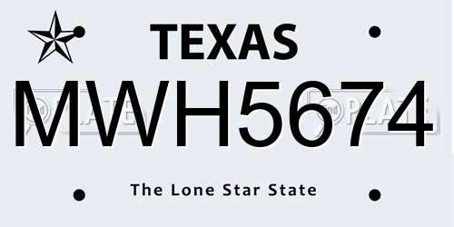 MWH5674 Texas License Plate