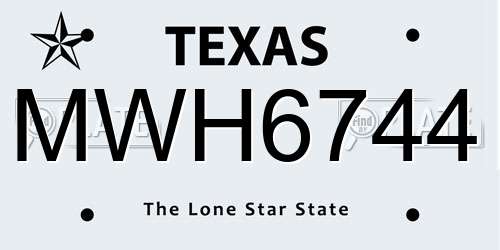 MWH6744 Texas License Plate