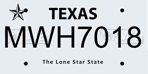 MWH7018 Texas License Plate