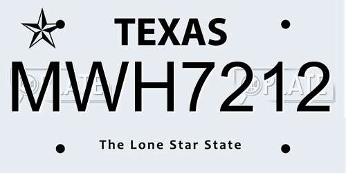 MWH7212 Texas License Plate