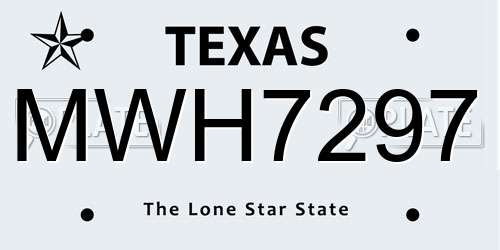 MWH7297 Texas License Plate