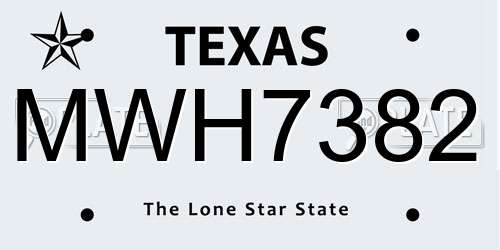 MWH7382 Texas License Plate