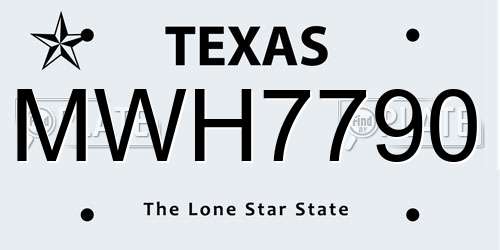 MWH7790 Texas License Plate