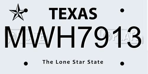 MWH7913 Texas License Plate