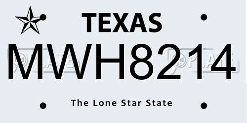 MWH8214 Texas License Plate