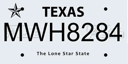 MWH8284 Texas License Plate
