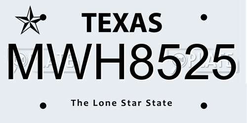 MWH8525 Texas License Plate