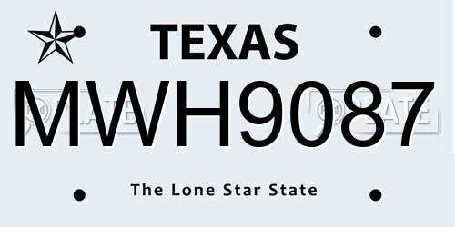 MWH9087 Texas License Plate