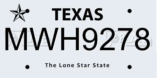 MWH9278 Texas License Plate