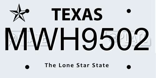 MWH9502 Texas License Plate