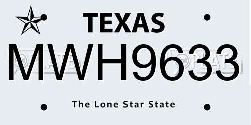 MWH9633 Texas License Plate