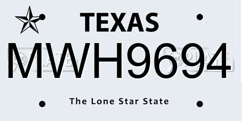 MWH9694 Texas License Plate
