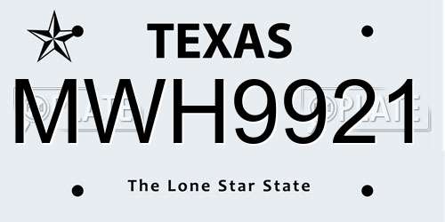 MWH9921 Texas License Plate