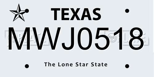 MWJ0518 Texas License Plate