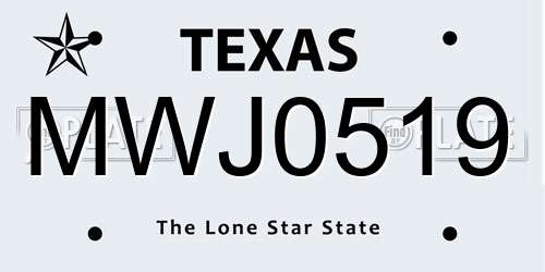 MWJ0519 Texas License Plate