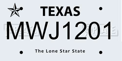 MWJ1201 Texas License Plate
