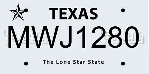 MWJ1280 Texas License Plate