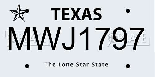 MWJ1797 Texas License Plate