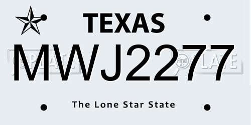 MWJ2277 Texas License Plate
