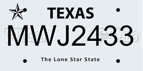MWJ2433 Texas License Plate
