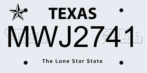 MWJ2741 Texas License Plate