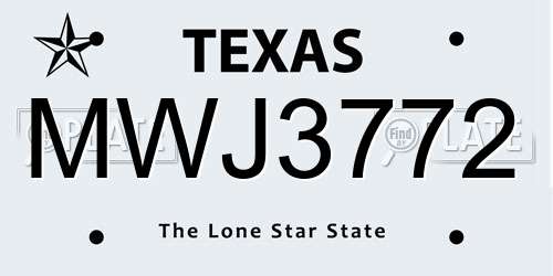 MWJ3772 Texas License Plate