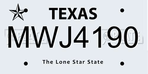 MWJ4190 Texas License Plate