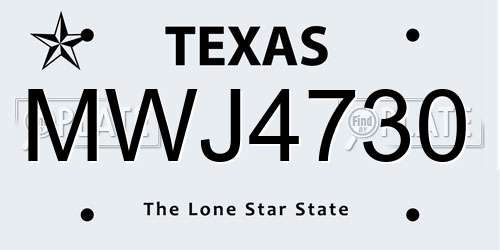 MWJ4730 Texas License Plate