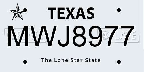 MWJ8977 Texas License Plate