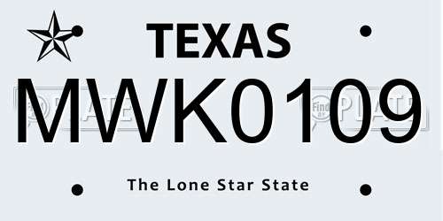 MWK0109 Texas License Plate