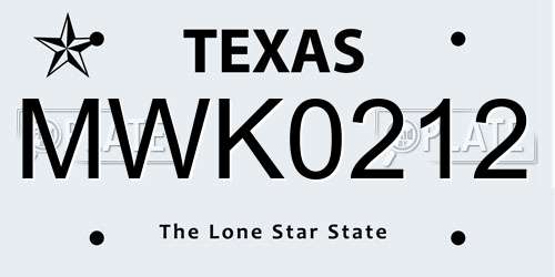 MWK0212 Texas License Plate
