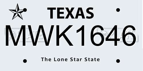 MWK1646 Texas License Plate