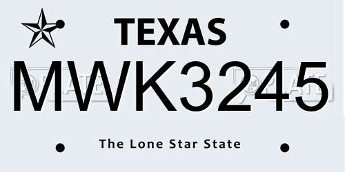 MWK3245 Texas License Plate
