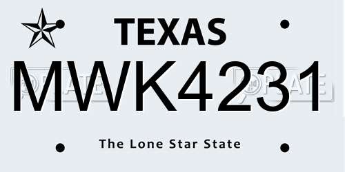 MWK4231 Texas License Plate