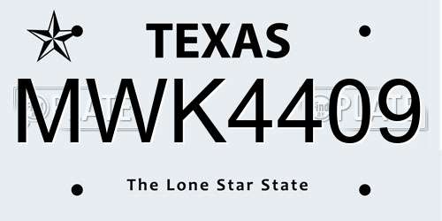 MWK4409 Texas License Plate
