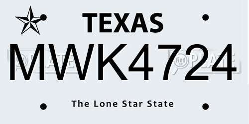 MWK4724 Texas License Plate