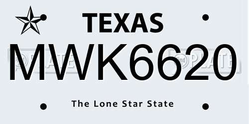 MWK6620 Texas License Plate