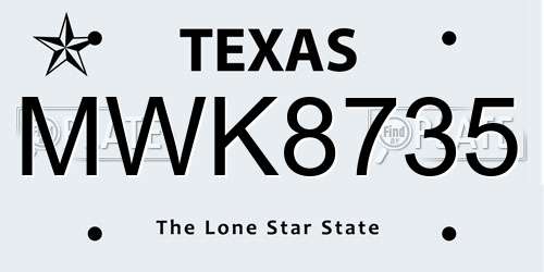 MWK8735 Texas License Plate