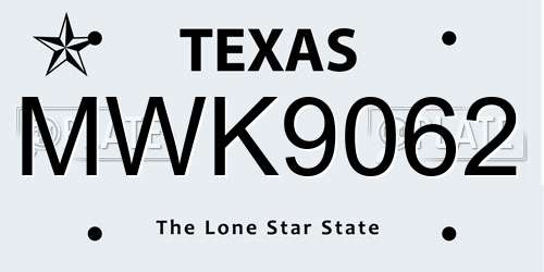 MWK9062 Texas License Plate