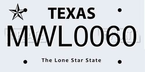 MWL0060 Texas License Plate