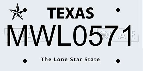 MWL0571 Texas License Plate
