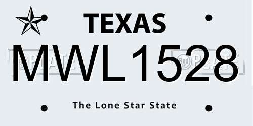 MWL1528 Texas License Plate